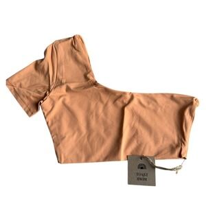 Toast Swim X Free People Signature One Shoulder Crop Bikini Top Sandstone XS